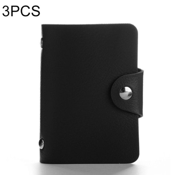 3 PCS Upgraded Version Card Bag Business Card Transparent Protective Cover Color Storage Card Holder, Specification:12 Card Slots(Black)