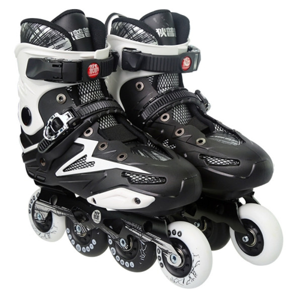 Dile Bear F35 Adult Single Row Four-wheel Roller Skates Skating Shoes, Size : 44 (Black)
