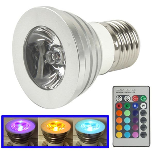 E27 3W RGB Flash LED Light Bulb with Remote Controller, AC 85-265V, Luminous Flux: 240-270lm