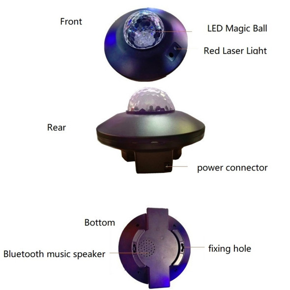 LED Water Wave Laser Starry Sky Projector Light USB Remote Control Bluetooth Voice Control Laser Light Rotating Magic Ball Light(Bluetooth Star Magic Ball Light)