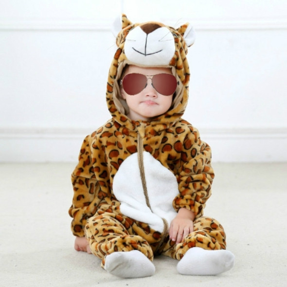 Babies Cartoon Animal Shape Flannel Jumpsuit Romper, Size:100CM(Leopard)