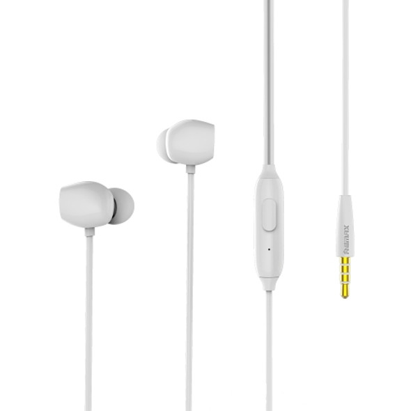 REMAX RM-550 3.5mm Gold Pin In-Ear Stereo Music Earphone with Wire Control + MIC, Support Hands-free (White)