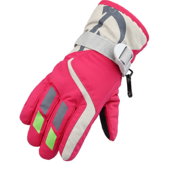 Outdoor Children Thick Warm Skiing Gloves, One Pair(Rose Red)