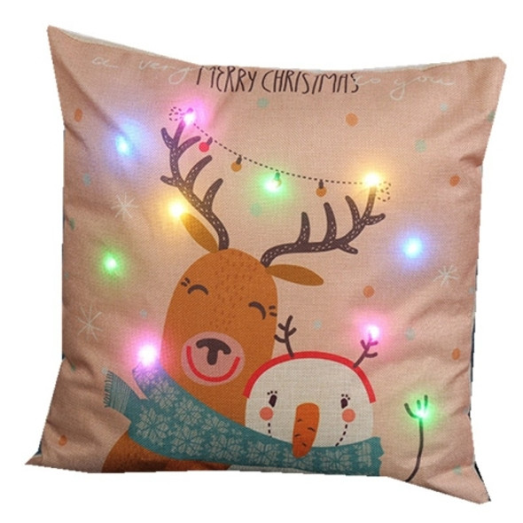 Christmas Series LED Sofa Pillow Cushion Cover Pillowcases Without Pillow Core(Christmas Elk )