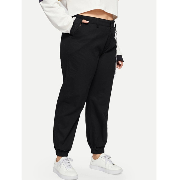 Fashion Women Plus Size Casual Pants (Color:Black Size:L)