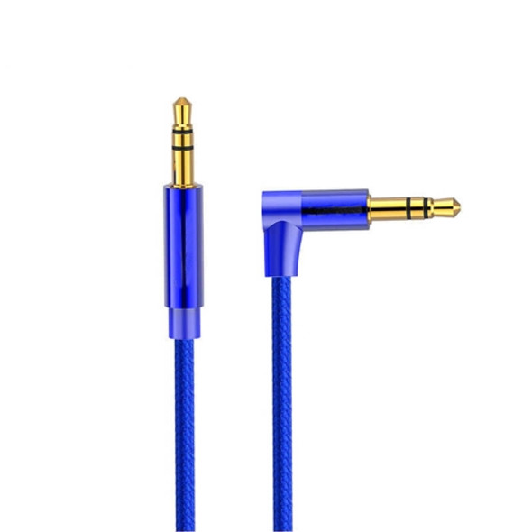 AV01 3.5mm Male to Male Elbow Audio Cable, Length: 1.5m (Blue)