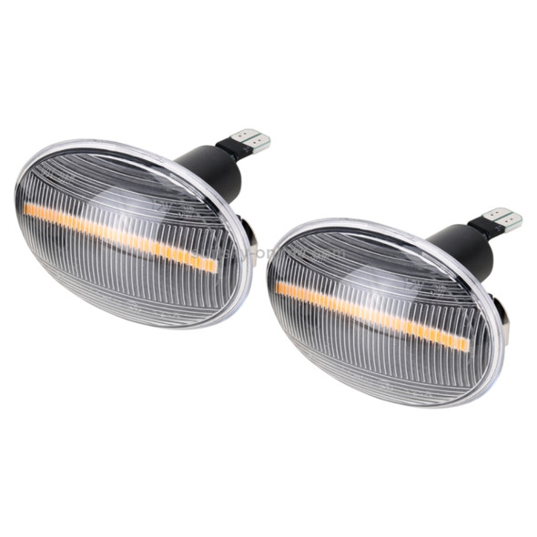 2 PCS DC12V / 3W Car LED Dynamic Blinker Side Lights Flowing Water Turn Signal Light for BMW Mini Cooper, Amber Light(Transparent)