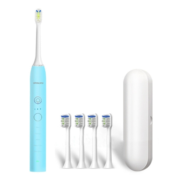 Ximalong 15 Cleaning Modes IPX7 Waterproof USB Charger Sonic Electric Toothbrush (Sky Blue)