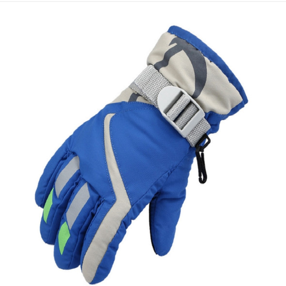 Outdoor Children Thick Warm Skiing Gloves, One Pair(Blue)
