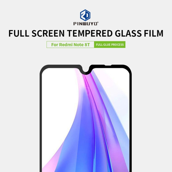 For Xiaomi RedMi Note 8T PINWUYO 9H 2.5D Full Screen Tempered Glass Film(Black)