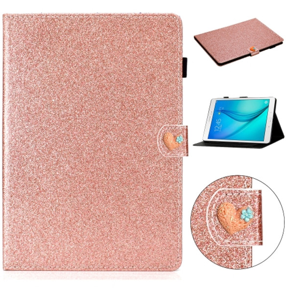 For Samsung Galaxy Tab A 8.0 T350 Love Buckle Glitter Horizontal Flip Leather Case with Holder & Card Slots(Rose Gold)