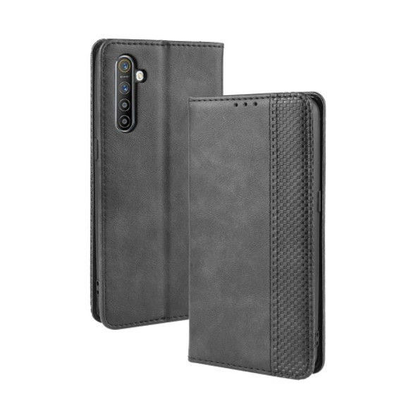 For Oppo Realme XT / Realme X2 / K5   Magnetic Buckle Retro Crazy Horse Texture Horizontal Flip Leather Case with Holder & Card Slots & Photo Frame(Black)
