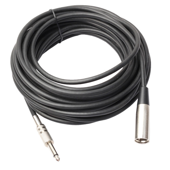 7.6m XLR 3-Pin Male to 1/4 inch (6.35mm) Mono Shielded Microphone Audio Cord Cable