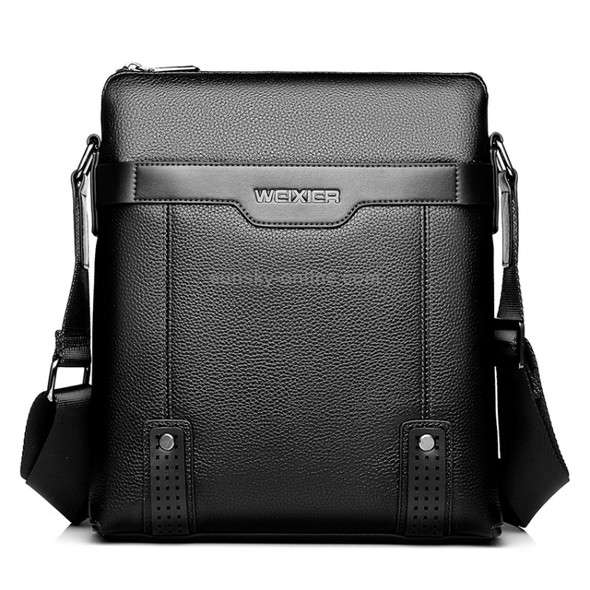 WEIXIER 18067 2 In 1 Men Leisure Style PU Leather Single Shoulder Bag with Handbag (Black)