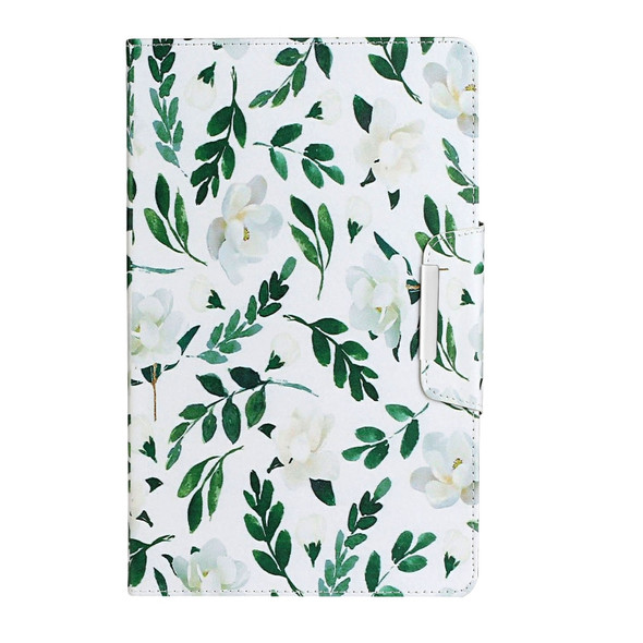 For Samsung Galaxy Tab E 9.6 / T560 Painted Pattern Horizontal Flip Leather Case with Holder(White Flower Leaves)