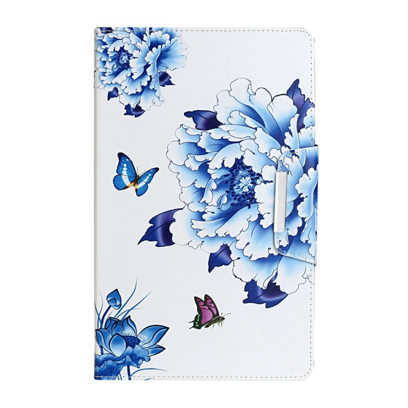 For Samsung Galaxy Tab E 9.6 / T560 Painted Pattern Horizontal Flip Leather Case with Holder(Blue and White Porcelain Butterfly)