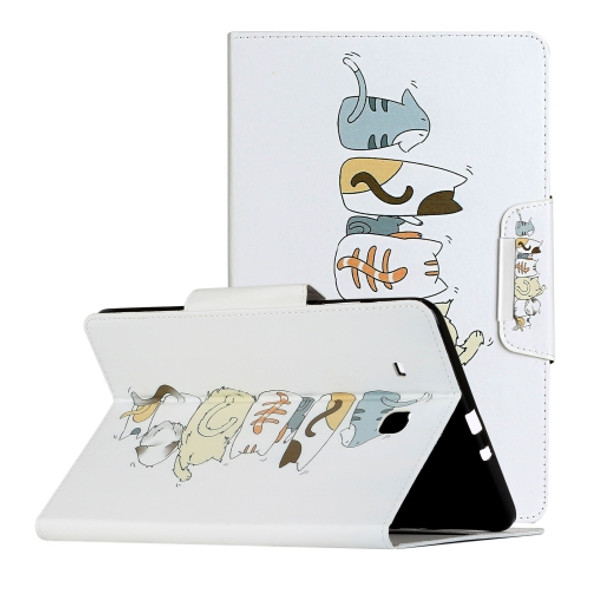 For Samsung Galaxy Tab E 9.6 / T560 Painted Pattern Horizontal Flip Leather Case with Holder(Cat Back View)