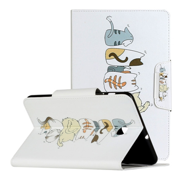 For Samsung Galaxy Tab A 9.7 / T550 Painted Pattern Horizontal Flip Leather Case with Holder(Cat Back View)