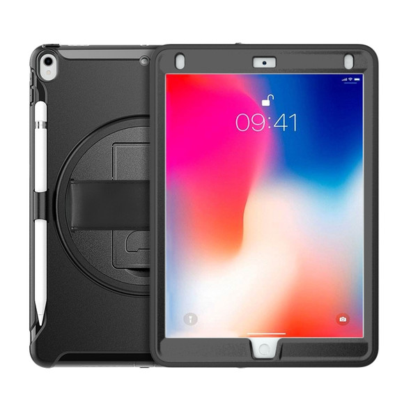 For iPad Pro 10.5 inch 360 Degree Rotation PC+TPU Protective Cover with Holder & Hand Strap(Black)