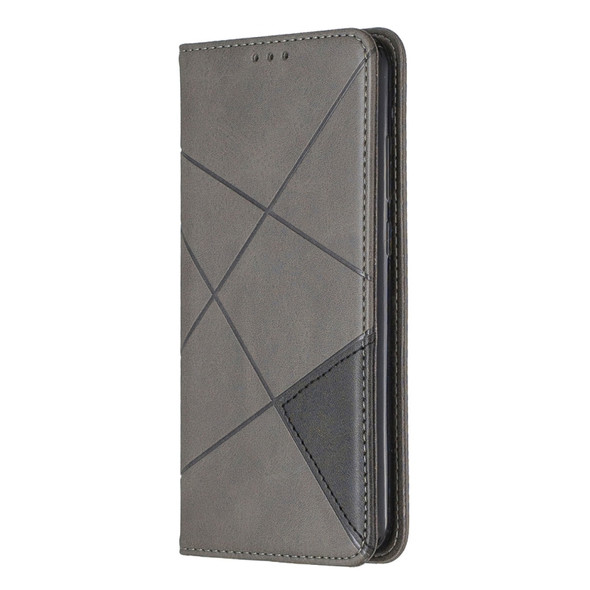 Rhombus Texture Horizontal Flip Magnetic Leather Case with Holder & Card Slots For Huawei Y6 (2019) / Honor Play 8A(Grey)