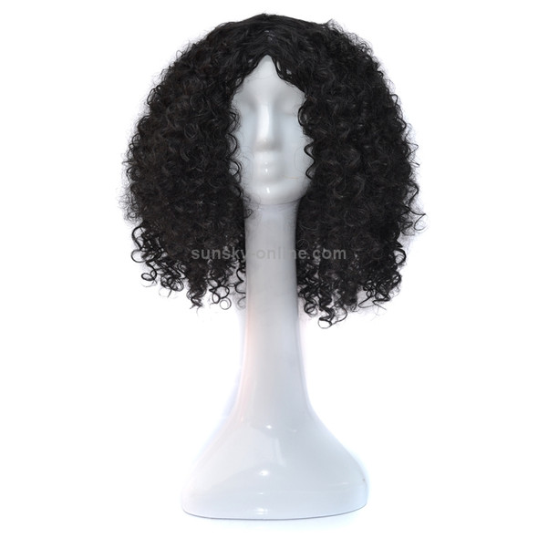 T191006 European and American Wig Headgear with Short and Small Curly Hair for Women (Black)