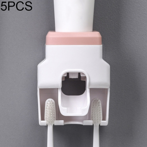 5 PCS Bathroom Wall-mounted Automatic Toothpaste Squeezing Artifact(Pink)