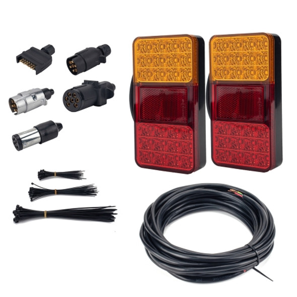 2 PCS Trailer / Truck C-type Long Strip 24LEDs Tail Light with License Plate Light Set