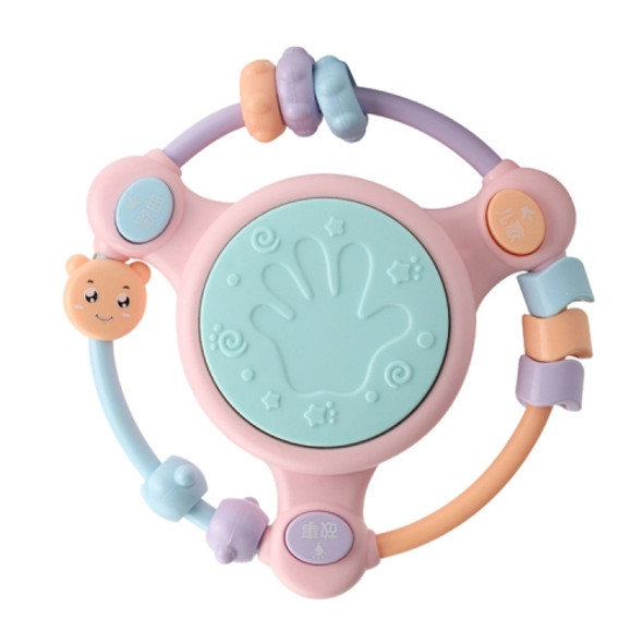 Baby Music Hand Drum Multi-function Early Education Puzzle Rattle Toy(Pink)