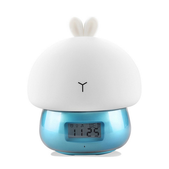 DIY Recordable Alarm Night Light Cute Thing Remote Control Color Changing Silicone Mood Alarm Clock(Blue)