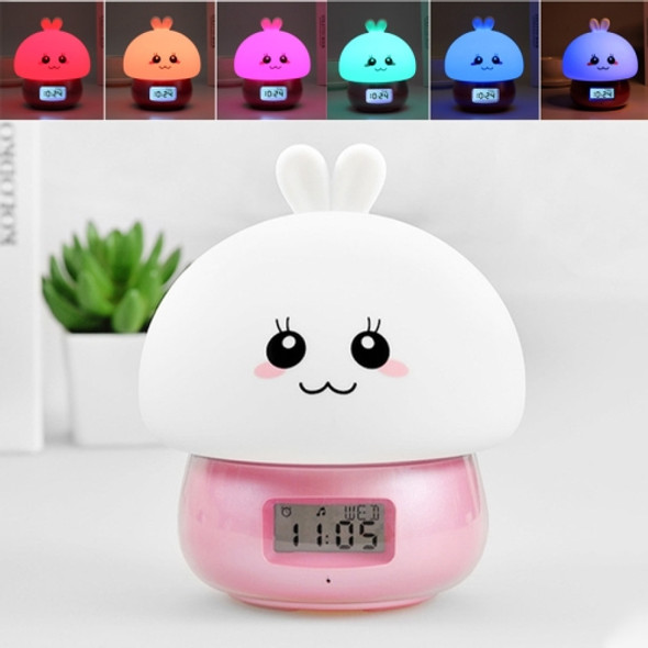 DIY Recordable Alarm Night Light Cute Thing Remote Control Color Changing Silicone Mood Alarm Clock(Pink)