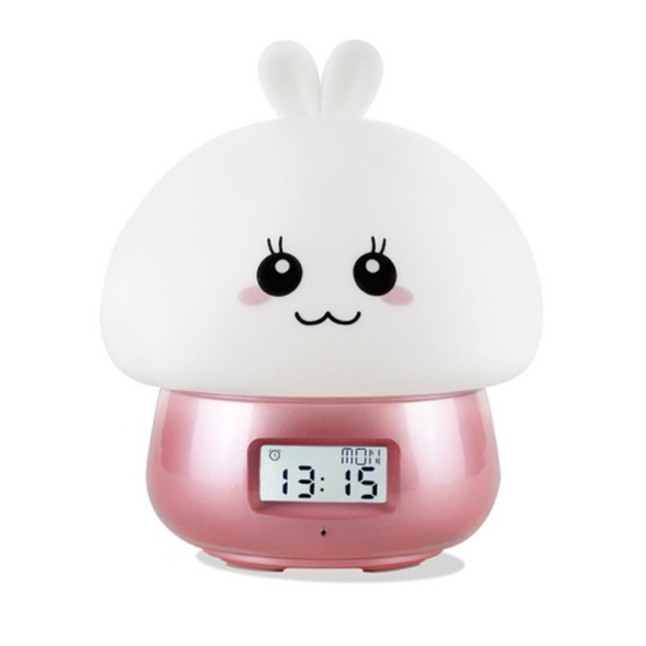 DIY Recordable Alarm Night Light Cute Thing Remote Control Color Changing Silicone Mood Alarm Clock(Pink)