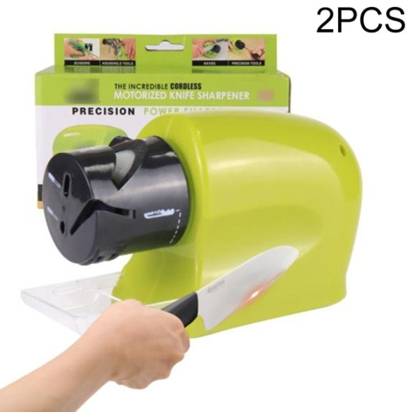 2 PCS Multi Function Electric Sharpener Fast Sharpening Stone Grinding Scissors Kitchen Knife Screwdriver Home Kitchen Tools(Green)