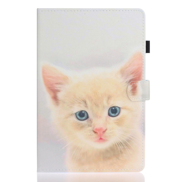 For Galaxy Tab S6 T860 Painted Horizontal Flat Leather Case with Sleep Function & Card Slot & Buckle Anti-skid Strip & Bracket & Wallet(Cute Cat)