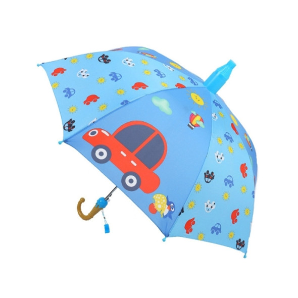 Student Sunshade Umbrella Cartoon Children Long Handle Umbrella With Waterproof Sleeve(Car)