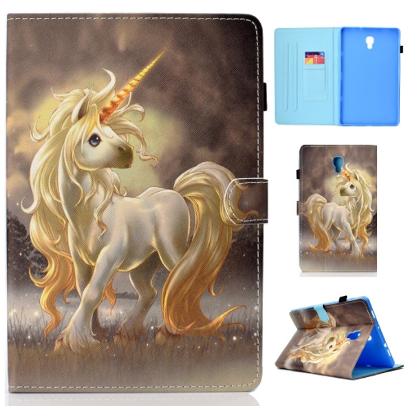 For Galaxy Tab A 10.5 T590 Painted Horizontal Flat Leather Case with Sleep Function & Card Slot & Buckle Anti-skid Strip & Bracket & Wallet(Unicorn)