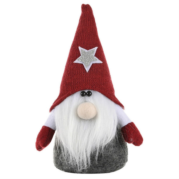 3 PCS Christmas Ornament Five-Pointed Star Forester Doll Santa Claus Ornament(Red Hat)