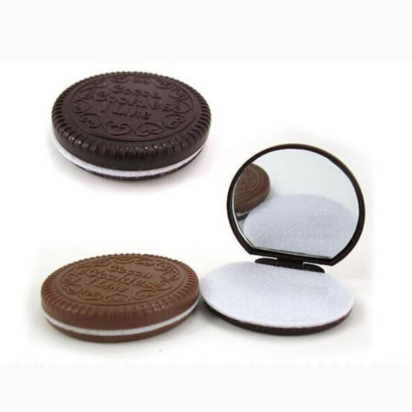 Makeup Tool Pocket Mirror Makeup Mirror Mini Dark Brown Cute Chocolate Cookie Shaped Random Color(Random Color)