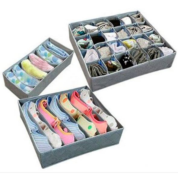 3 pcs Foldable Box / Bamboo Charcoal Fibre Storage Bag for Bra, Underwear, Necktie, Socks