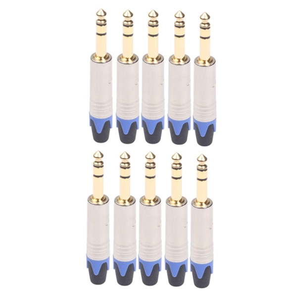10 PCS TC203N 6.35mm Gold-plated Audio Stereo Connector Welding Plug
