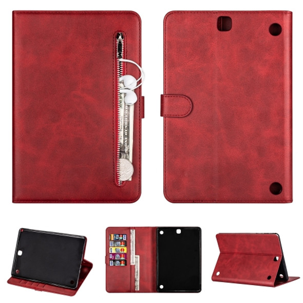 For Samsung Galaxy Tab A9.7 T550 Tablet Fashion Calf Texture Zipper Horizontal Flip Leather Case with Stand & Card Slots & Wallet & Wake-up / Sleep Function(Red)