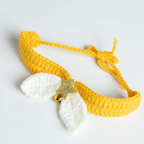 2 PCS Knitted Cat Small Bow Tie Cute Winter Warm Cat Scarf(Yellow)