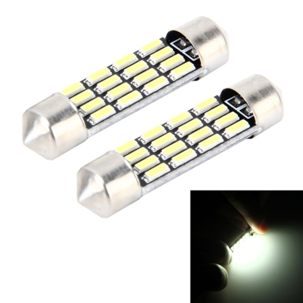 2 PCS 2W 100 LM 6000K 36MM Bicuspid Port Car Dome Lamp LED Reading Light with 16 SMD-4014 LED Lamps, DC 12V (White Light)