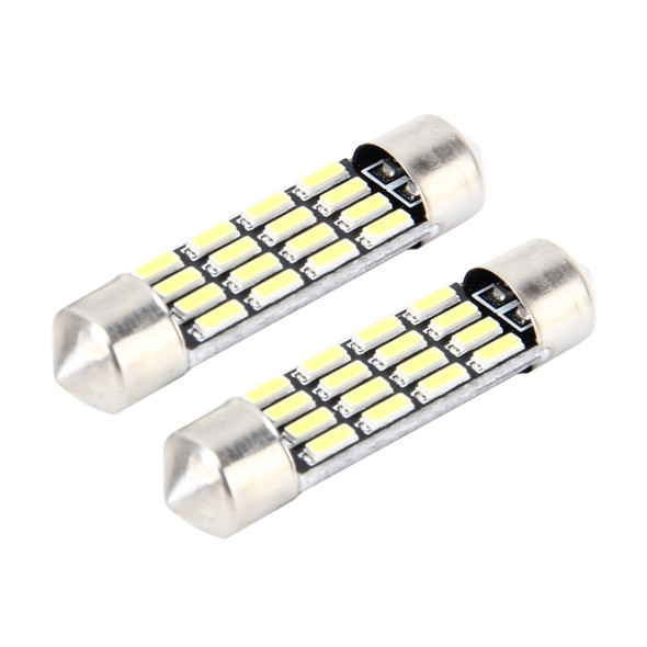 2 PCS 2W 100 LM 6000K 36MM Bicuspid Port Car Dome Lamp LED Reading Light with 16 SMD-4014 LED Lamps, DC 12V (White Light)