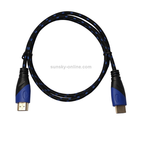 1m HDMI 1.4 Version 1080P Nylon Woven Line Blue Black Head HDMI Male to HDMI Male Audio Video Connector Adapter Cable