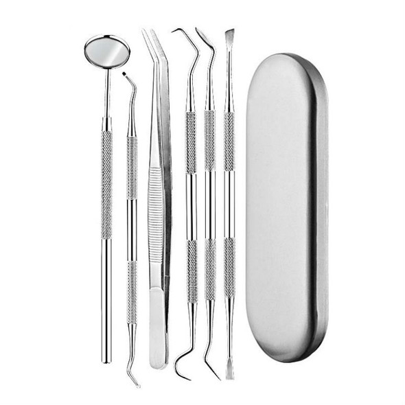 6 in 1 Silver Box Stainless Steel Dental Tools Dental Care Tartar Tool Dentist Tool Set