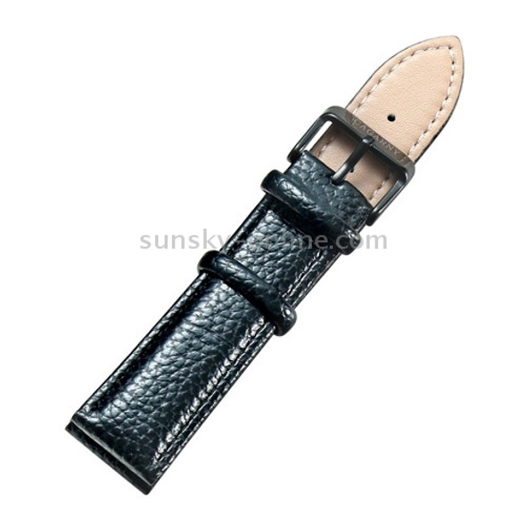 CAGARNY Simple Fashion Watches Band Black Buckle Leather Watch Strap, Width: 20mm(Black)