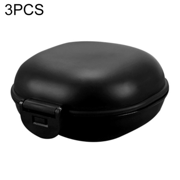 3 PCS Bathroom Dish Plate Case Home Shower Travel Hiking Holder Container Soap Box(black)