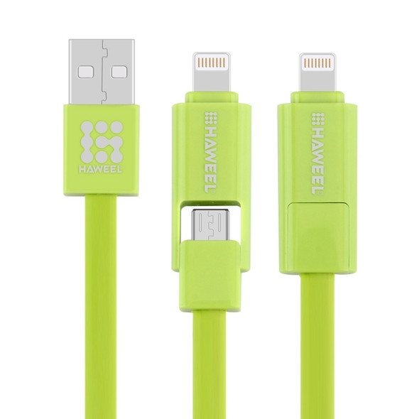 HAWEEL 2 in 1 Micro USB & 8 Pin to USB Data Sync Charge Cable, For iPhone, Galaxy, Huawei, Xiaomi, LG, HTC and other smart phones, Length: 1m(Green)