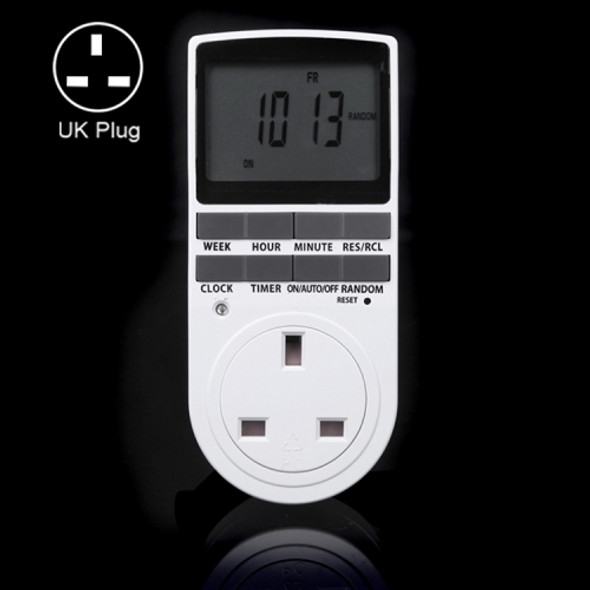 AC 230V Smart Home Plug-in LCD Display Clock Summer Time Function 12/24 Hours Changeable Timer Switch Socket, UK Plug