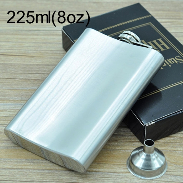 225mL (8oz) Outdoor Sports Handy Home Travel Wild Stainless Steel Portable Hip Flask(with Small Funnel)(Silver 225mL (8oz))